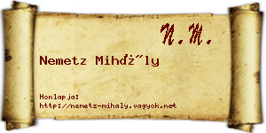 Nemetz Mihály névjegykártya
